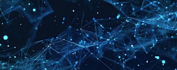 Abstract Blue Digital Background Cyber Graphic Design and Virtual Space Network Connectivity Exploration