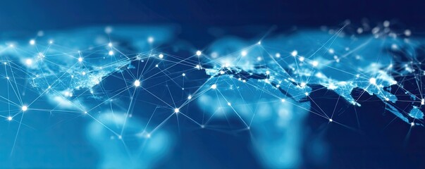 Global Digital Network Connections Aerial View of Blue Technology in Virtual Environments