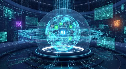 Global AI Network: Futuristic Digital Sphere