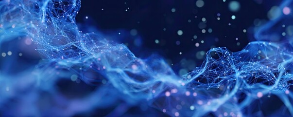 Fototapeta premium Virtual Space Graphic Design Glowing Blue Concepts of Digital Network Visualization and Environment