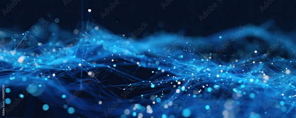 Aufkleber cyber environment visualization abstract blue network connections in digital graphic design