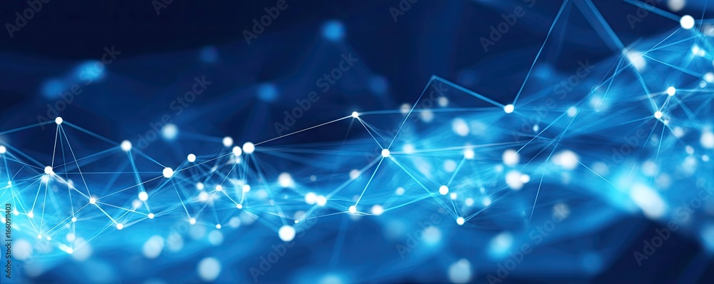 Poster aerial insights into digital connectivity exploring abstract visuals in a blue tech network environm