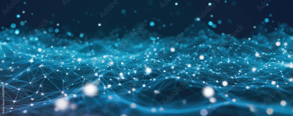 Poster digital abstract blue backgrounds a journey through virtual space and network connections