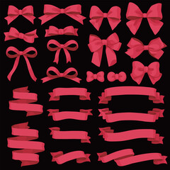 Red ribble label and bow ties stock illustration