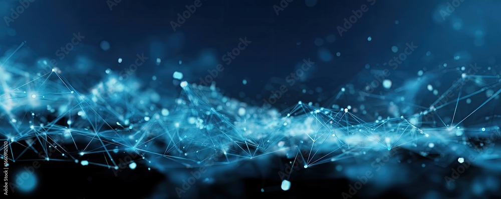 Aufkleber digital network connectivity virtual space abstract art blue environment aerial view innovative tech