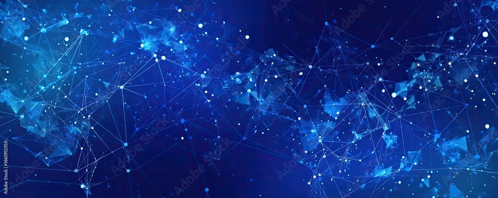 Aufkleber abstract art meets technology exploring digital connectivity and network visualization in a blue rea