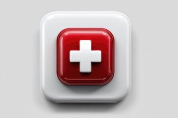 Obraz premium Red cross in glossy square button