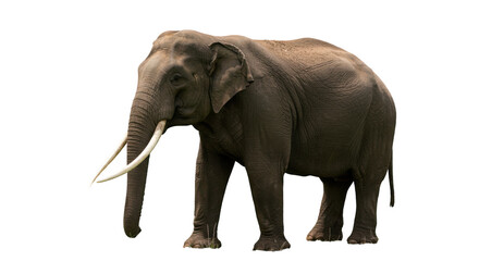 Obraz premium Majestic elephant standing gracefully isolated on white background showcasing grandeur
