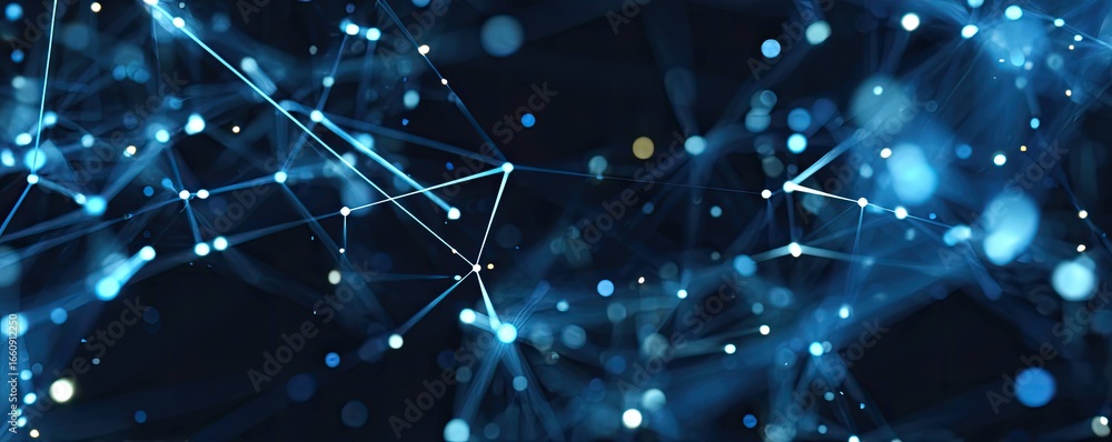 Aufkleber cyber environment design illuminated digital network in an abstract virtual space background