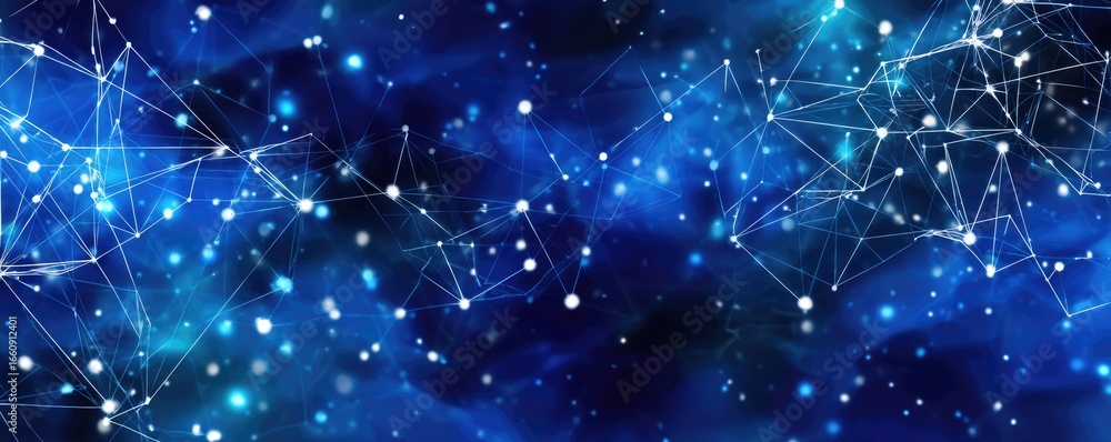 Poster virtual space exploration abstract blue digital background and graphic design networking concepts