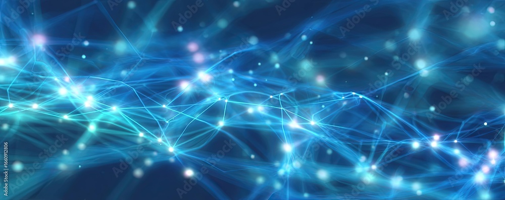 Poster illuminating digital network virtual space abstract background tech environment close-up view blue a