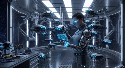Cybernetic Engineer and Her Swarm of Drones
