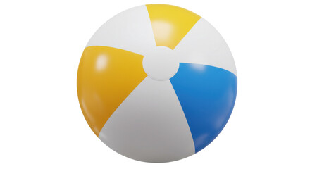Obraz premium Colorful beach ball isolated on white background symbolizing summer fun at the beach