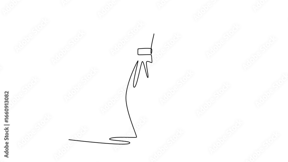 Poster animated self drawing of continuous line draw a single bowling pin is standing upright. symbolizing 