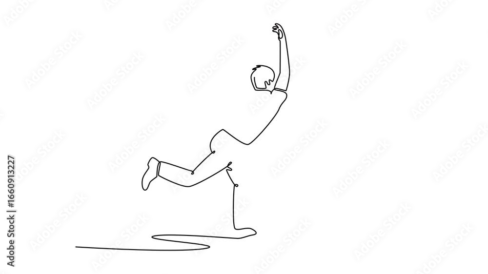Aufkleber self drawing animation of single line draw back view man bowler in follow-through pose after releasi