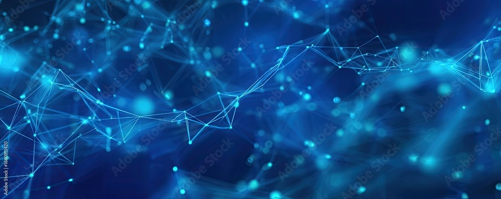 Poster exploring connectivity in abstract blue digital background virtual environment graphic design networ