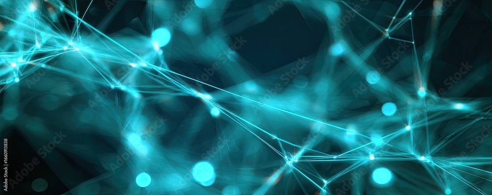 Aufkleber abstract digital network visualization in a technological environment with blue glow effects