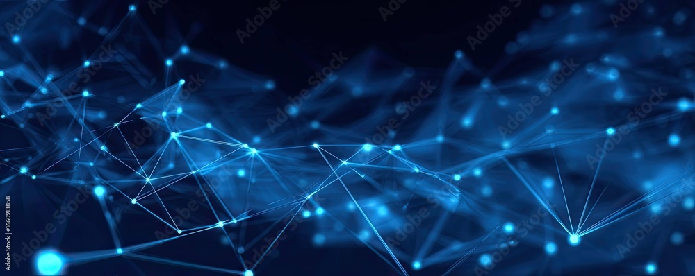 Aufkleber digital network connection abstract space digital art virtual environment wide angle blue concept
