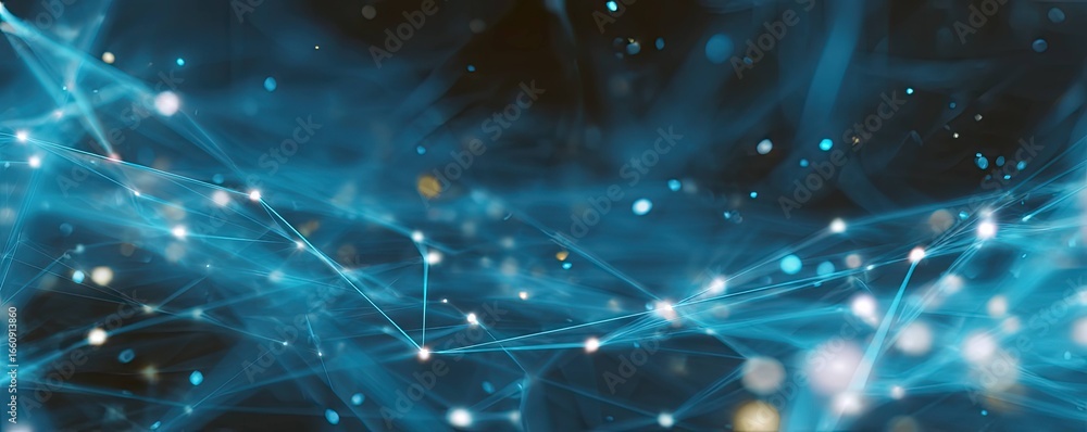 Aufkleber dynamic viewpoint of an illuminating digital network in a glowing virtual space environment