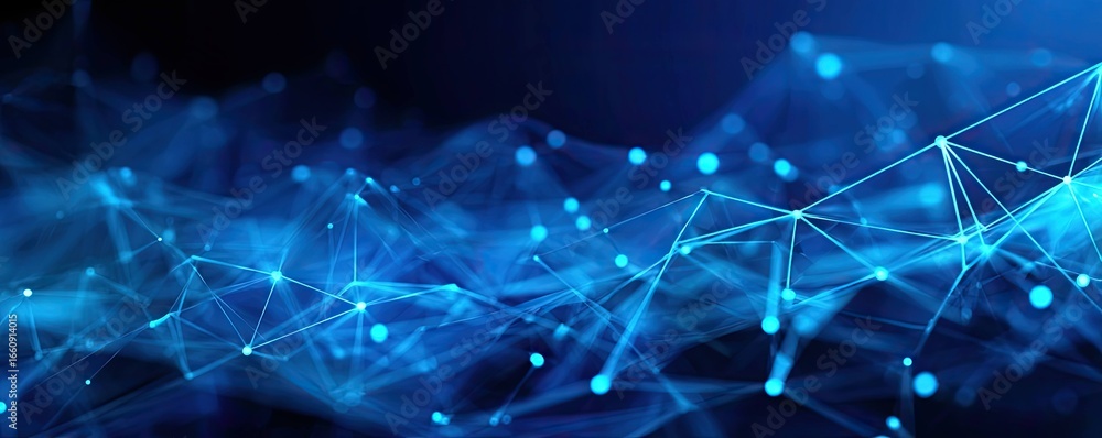 Poster virtual space connections close-up view of high-tech digital networks with abstract blue theme