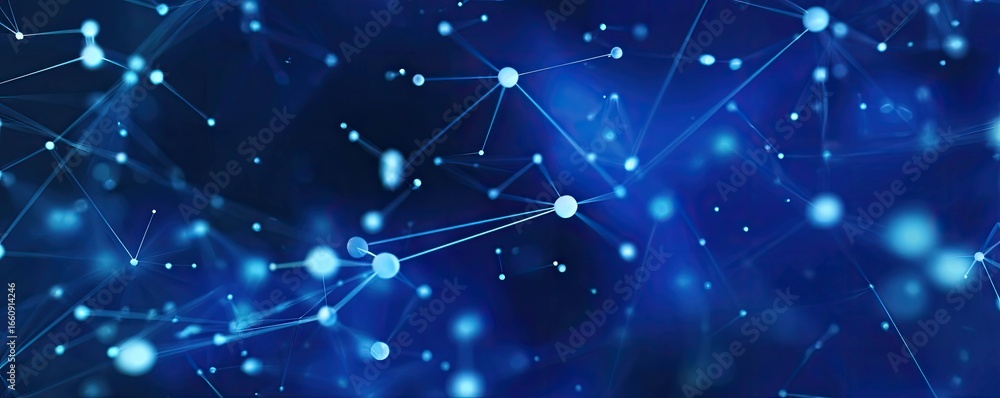 Poster connecting digital networks abstract blue background graphic design virtual space wide angle digital