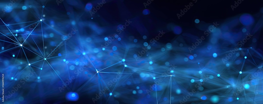 Aufkleber dynamic network connections digital space abstract background tech environment digital art blue conc