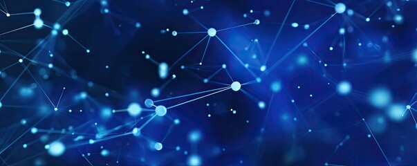 Fototapeta premium Connecting Digital Networks Abstract Blue Background Graphic Design Virtual Space Wide Angle Digital Art