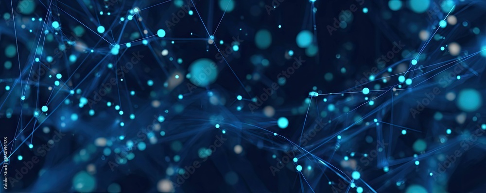 Poster abstract blue digital networks exploring virtual space art tech environments and connectivity concep