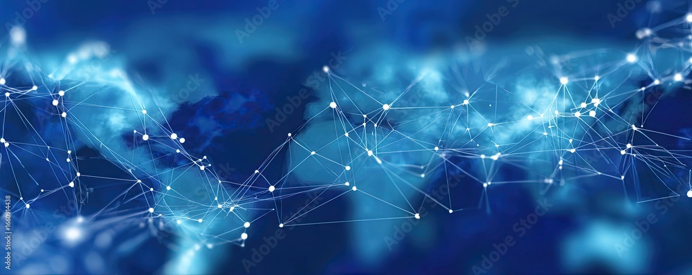 Fototapete navigating blue digital networks an abstract view of virtual space and network connectivity