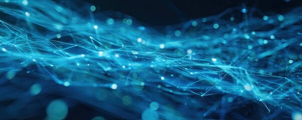 Abstract Blue Digital Network in a Futuristic Graphic Design Exploring Virtual Space Perspectives