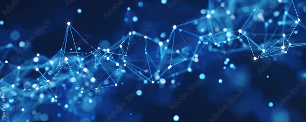 Poster connecting digital networks virtual space abstract art online environment close-up blue visuals