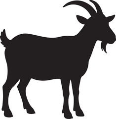 Goat silhouette vector illustration for farm, livestock, countryside, nature, animal, and agriculture projects.