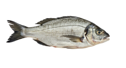 Fototapeta premium Fresh fish on display showcasing its scales and features isolated on white background