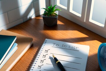 A notebook with "TO DO LIST" written on it. Productivity, time management, daily tasks concept.