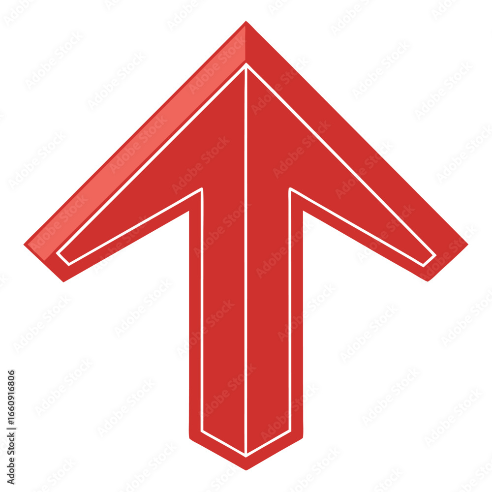 Aufkleber red arrow pointing straight up with white outline on white background direction pointer