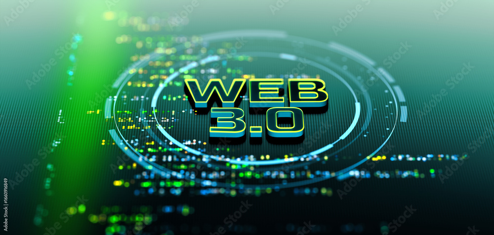 Aufkleber futuristic web 3.0 interface with glowing digital data streams