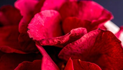 Crimson Dream: An Intimate Macro Exploration of Vibrant Rose Petals in Luscious Detail