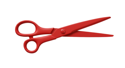 Bright red scissors positioned centrally isolated on white background ideal for educational use
