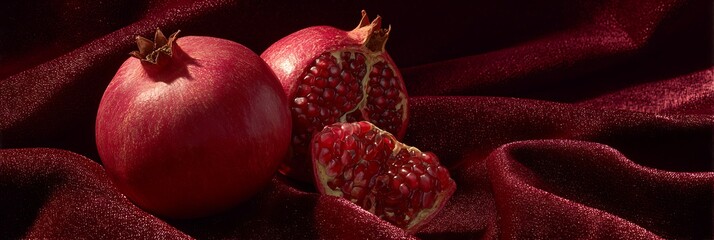 Pomegranates on burgundy velvet