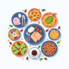 Fototapeta premium Colorful Food Circle: A Culinary Array