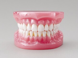 Obraz premium Pink dental model, full arch, even teeth
