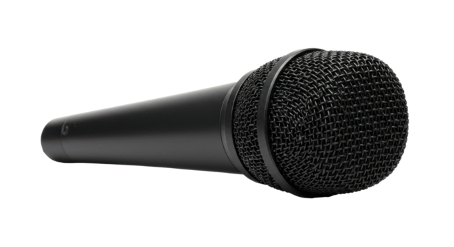 Close-up of a professional microphone isolated on white background ideal for music and audio production