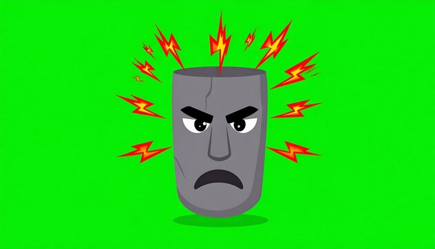 Angry Stone Face Green Screen. - Powered by Adobe