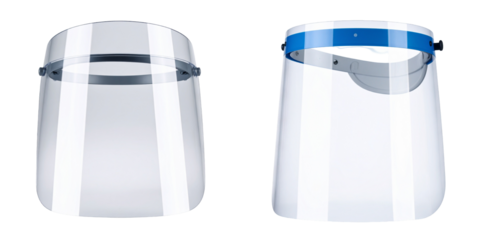 Protective Face Shields Isolated Against Transparent Background