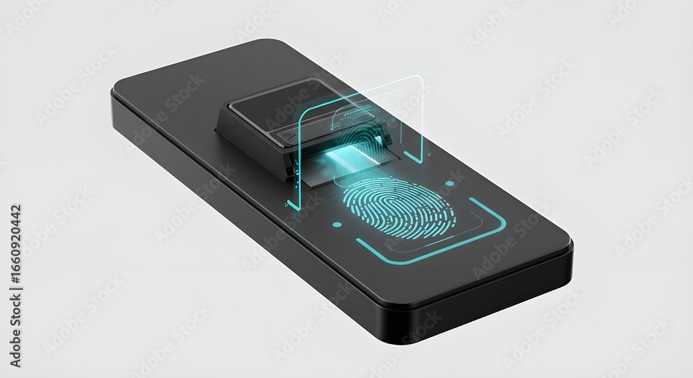 Aufkleber fingerprint scan of secure biometric authentication on white background