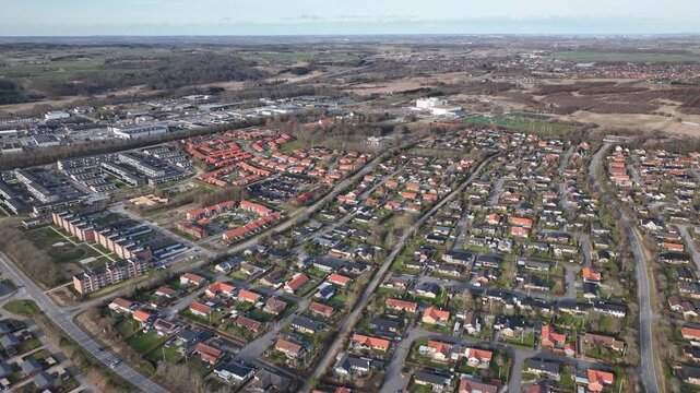 skanderborg aerial view of small town denmark