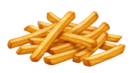 A vibrant pile of golden crispy fries on a clean background perfect for food related content isolated on white background