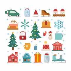 Fototapeta premium Festive Christmas Icons Collection