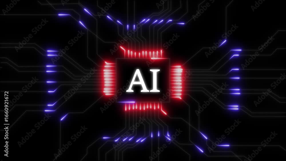Aufkleber artificial intelligence ai on circuit board. future technology concept visualization. big data trans