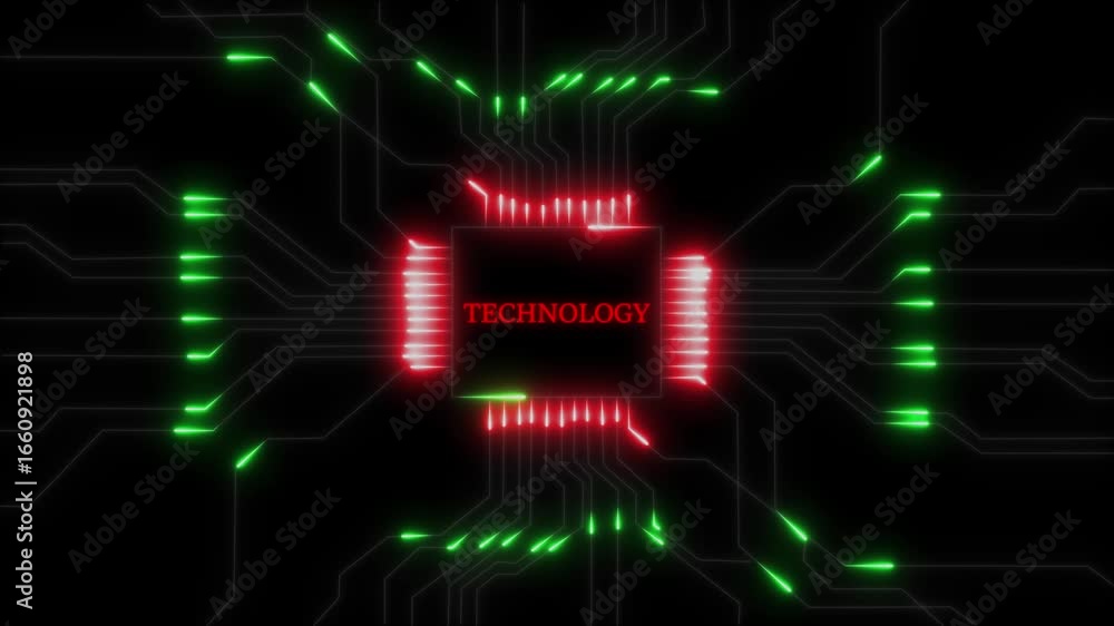 Aufkleber abstract cyber technology motion design futuristic technology circuit animation . neon glowing circu